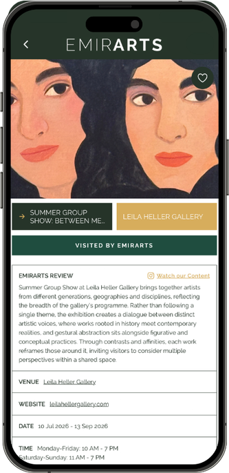 The EMIRARTS app showing an exhibition page