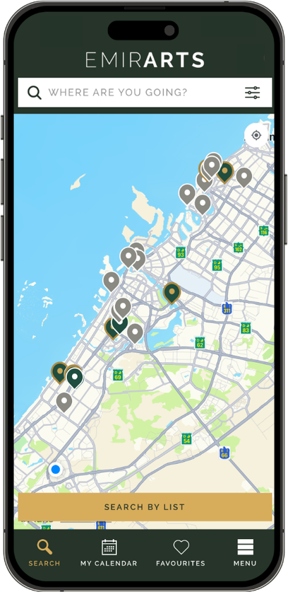 The EMIRARTS app showing the map of cultural venues